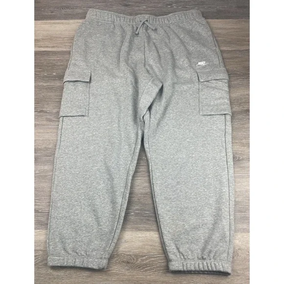 Nike Joggers Womens Plus Size 1X Oversized Mid Rise Fleece Cargo Gray DV5083 NWT - Picture 1 of 14